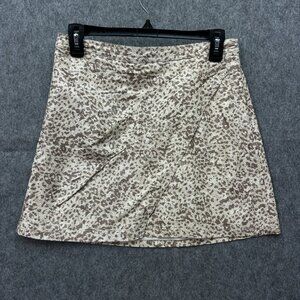Free People Fake Out Faux Leather Mini Skirt Women's Size 6 Leopard Print